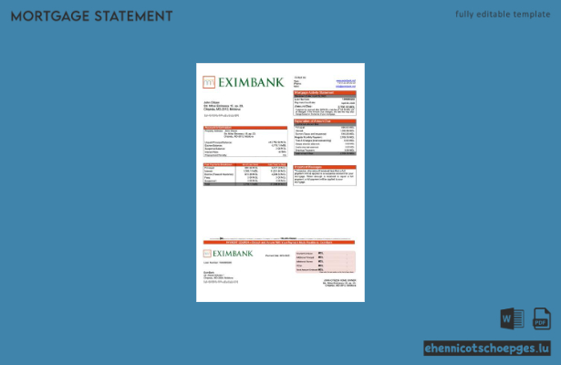 Moldova EximBank Hypothekenabrechnung Word- und PDF-Beispielvorschau